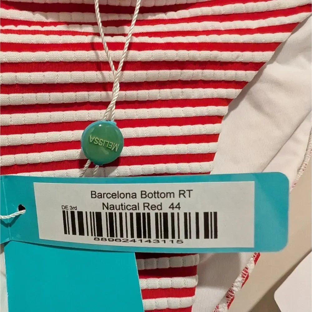 Melissa Odabash Barcelona Nautical Red and White Striped Bikini Bottom Size 8